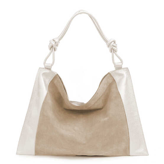 MARPHY - Maxi sacca in pelle e camoscio latte