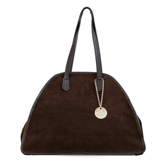 BOWLING - Borsa in pelle e camoscio testa di moro