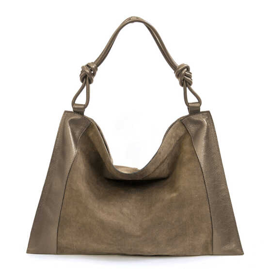 MARPHY - Maxi sacca in pelle e camoscio taupe