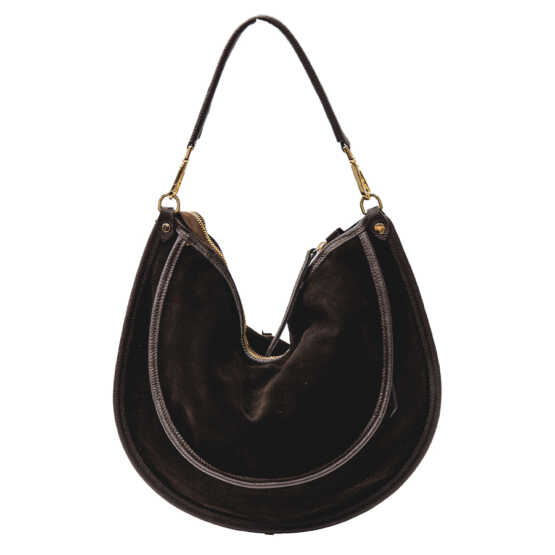 SPORTY - Sacca con tasche in camoscio moka