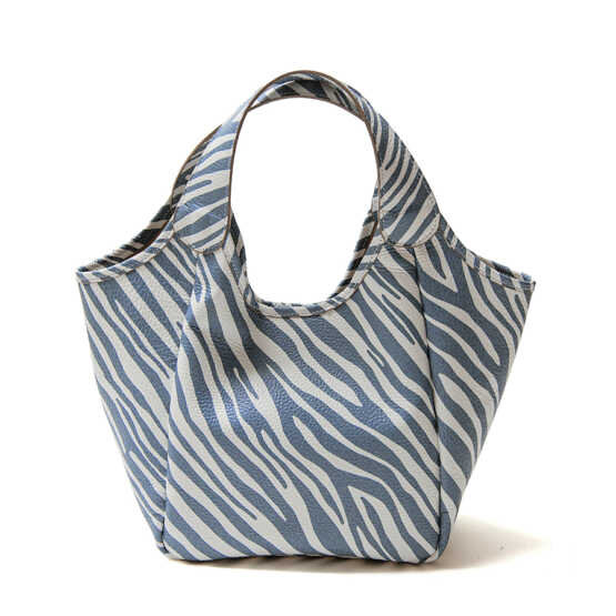 ZEBRA - Tote in pelle serigrafata azzurro