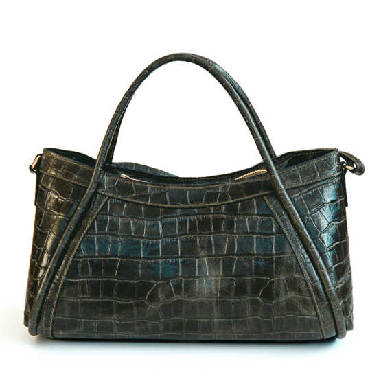 COCCO TOTE - Borsa in pelle stampa cocco verde