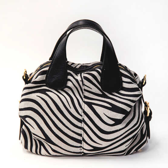 NAMI - Bauletto in pelle scamosciato stampa zebra
