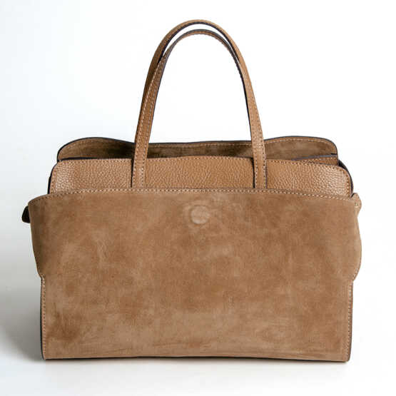 MINA - Bauletto tan in pelle e camoscio