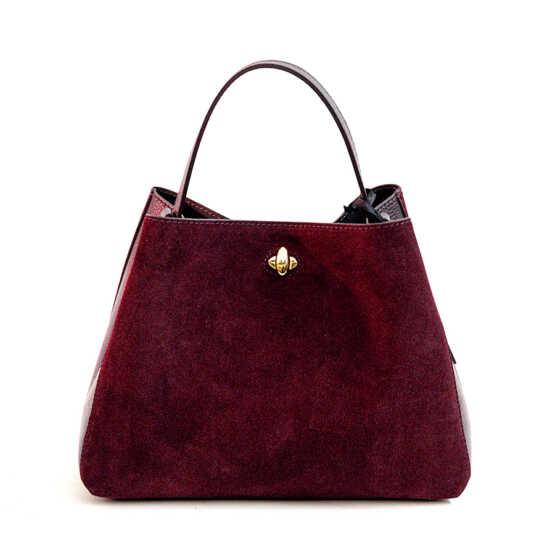 NINA - Borsa in pelle e camoscio bordeaux