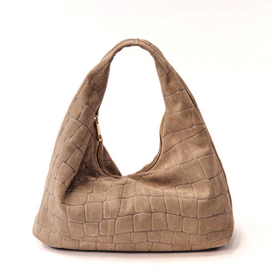 LIMA - Sacca in camoscio stampato tan