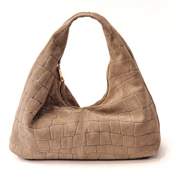 LIMA MAXI - Sacca in camoscio stampato tan
